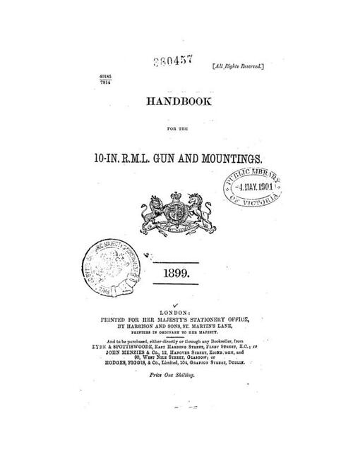 Handbook for the 10-inch R.M.L. gun and mountings (1899)